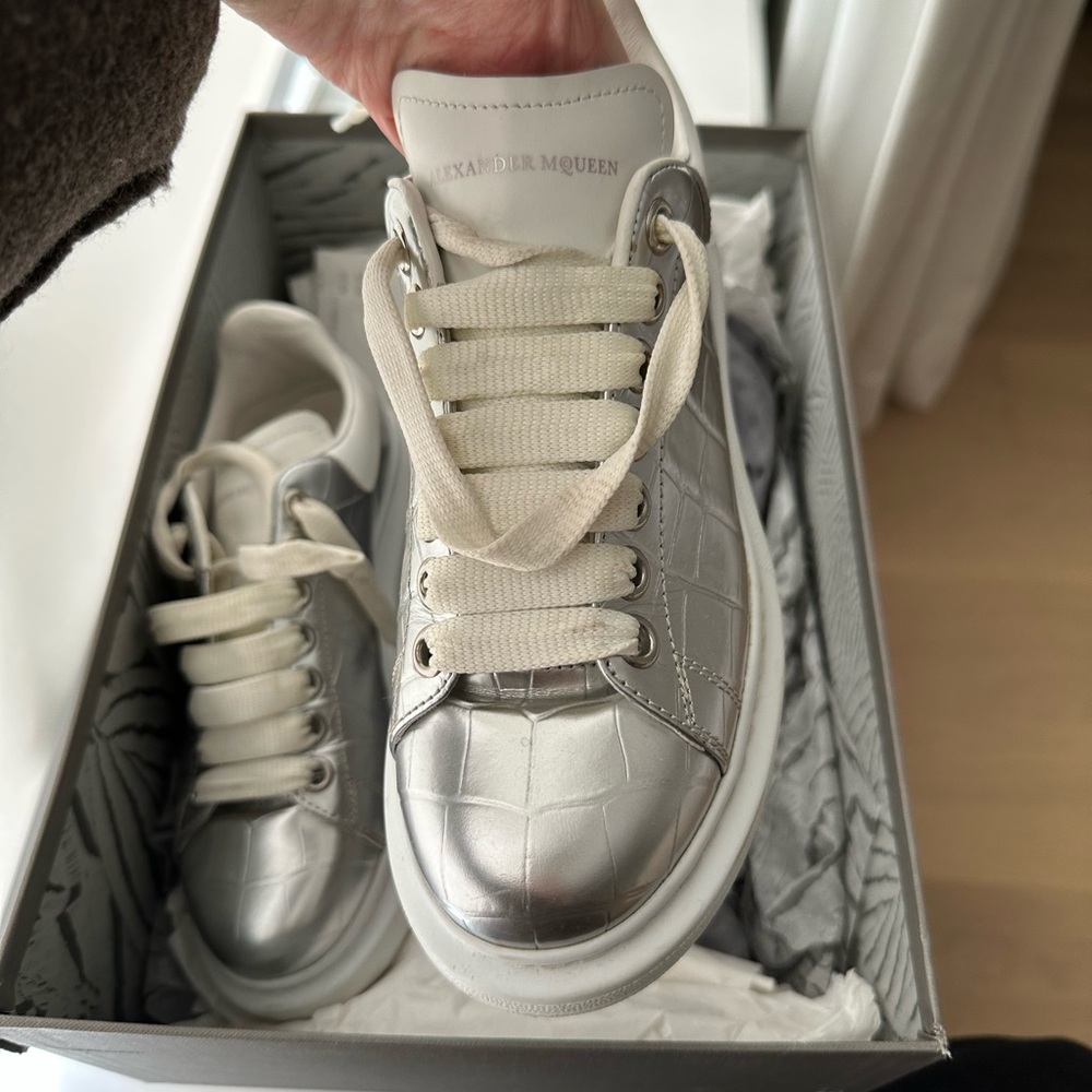 Alexander McQueen Metallic Silver Sneakers